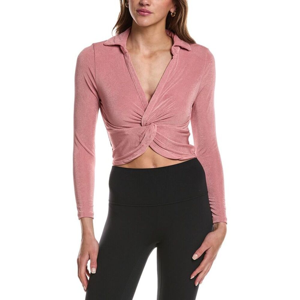 Marion Womens  Cross Back Ribbed Top, Pink